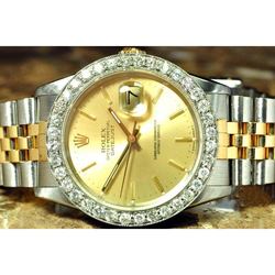 Rolex Datejust Herrenuhr, Diamantlünette, Gold und Edelstahlarmband, SCHNELLES SET