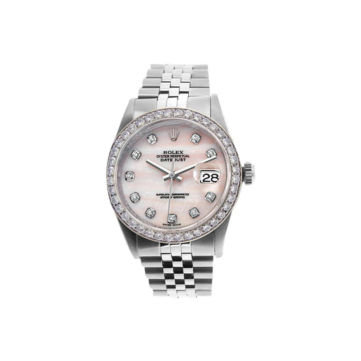 Rolex Datejust Herrenuhr Perlmutt Rosa Mop schnell eingestellt
