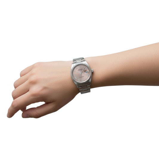 Rolex Datejust Herrenuhr, Rosé-Zifferblatt, Datumsanzeige, einfach schnell eingestellt