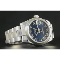 Rolex Datejust Herrenuhr, blaues römisches Zifferblatt, Oyster-Armband, Edelstahl