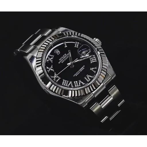 schwarzem Diamant-Zifferblatt Herrenuhr