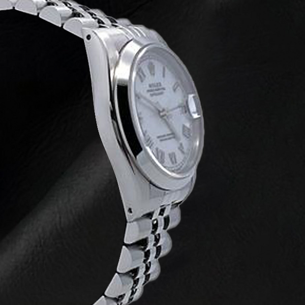 Rolex Datejust Jubilee Damenuhr mit weißem römischen Zifferblatt und Armband