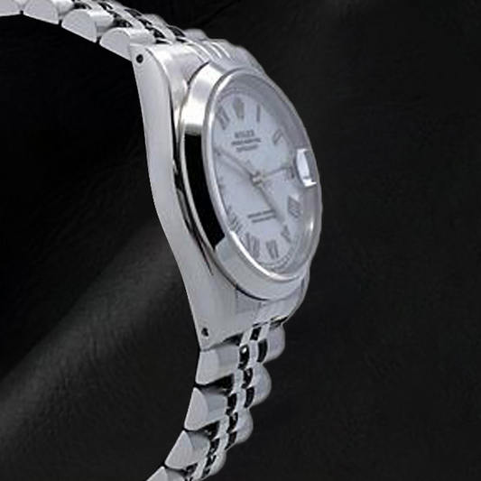 Rolex Datejust Jubilee Damenuhr mit weißem römischen Zifferblatt und Armband