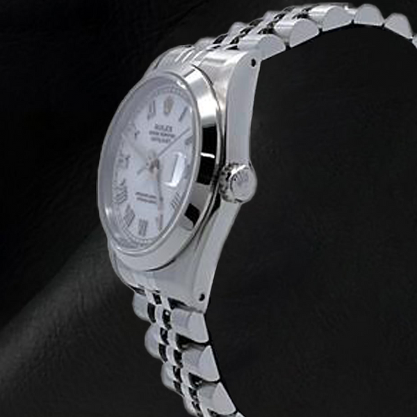 Rolex Datejust Jubilee Damenuhr mit weißem römischen Zifferblatt und Armband