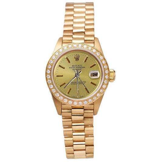 Rolex Datejust Lünette Champagner Tapisserie Stick-Zifferblatt Uhr im Präsidentenstil