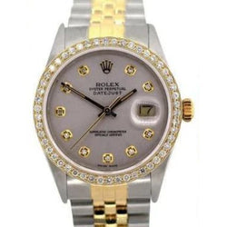 Rolex Datejust Mittelgroß 31 mm weißes Perlmutt-Diamant-Zifferblatt, Diamant-Lünette, Jubiläumsarmbanduhr, Edelstahl und Golden
