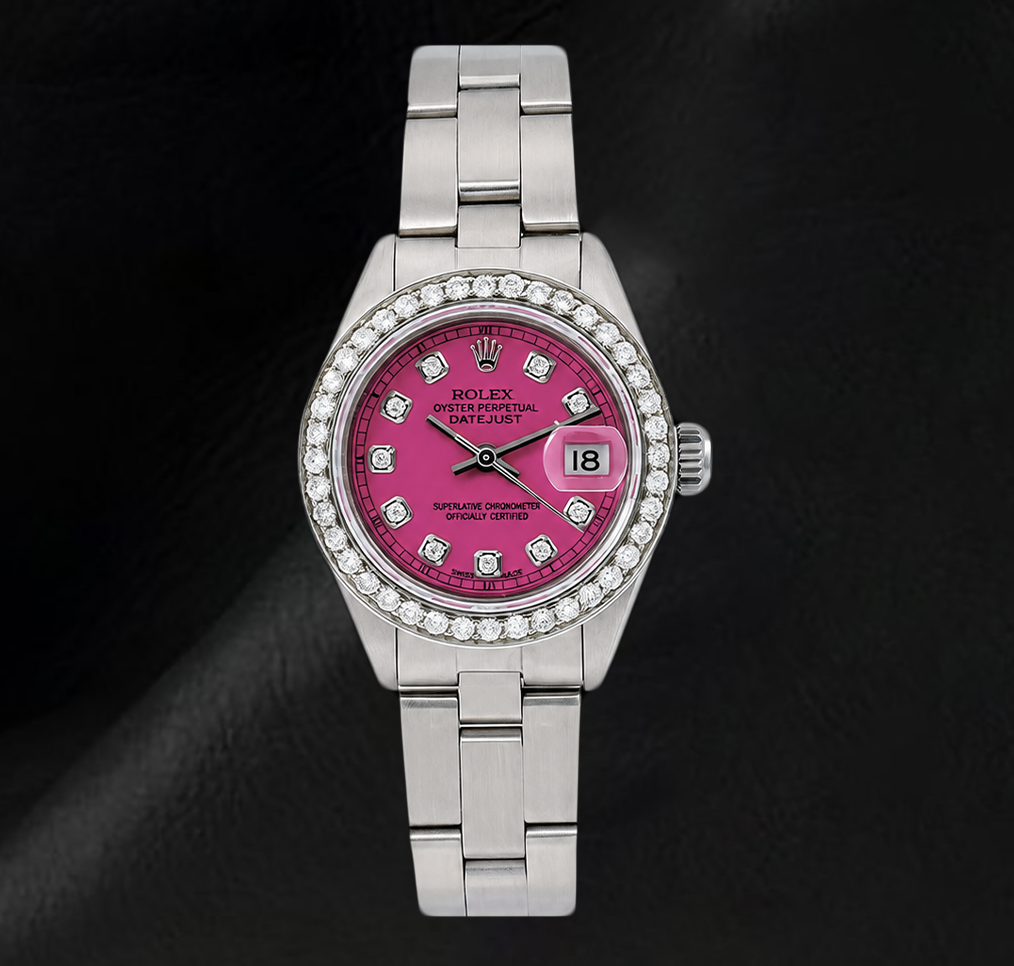 Rolex Datejust Rosa Diamantzifferblatt 6916 26 mm Edelstahl Uhr