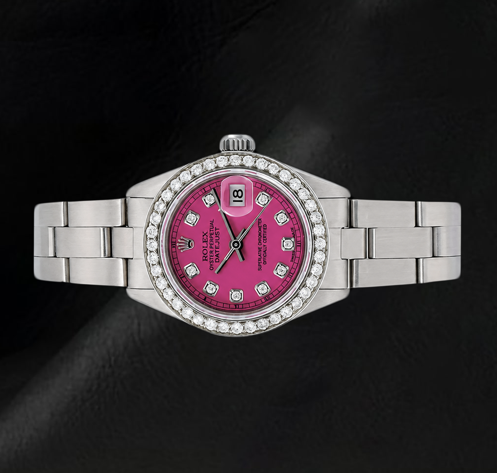 Rolex Datejust Rosa Diamantzifferblatt 6916 26 mm Edelstahl Uhr