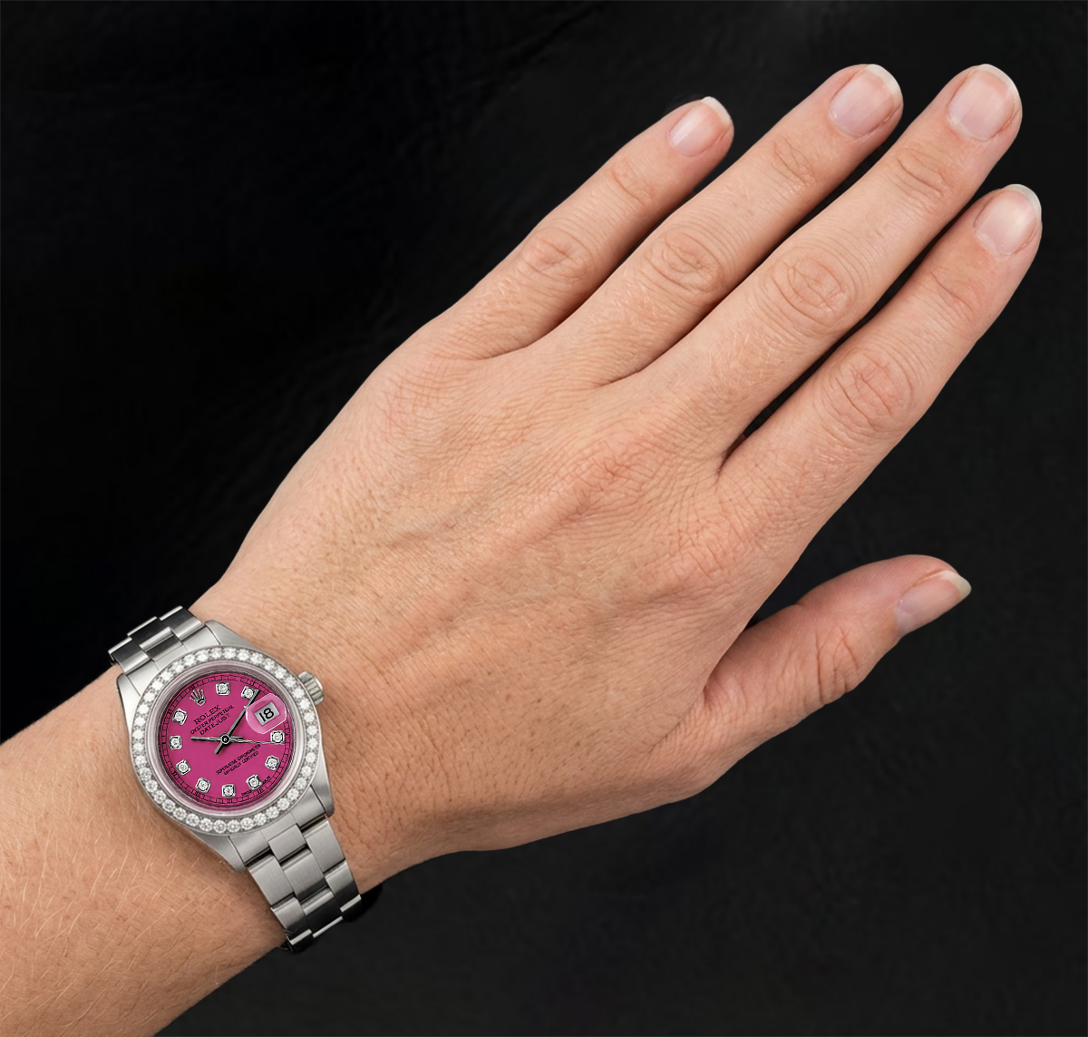 Rolex Datejust Rosa Diamantzifferblatt 6916 26 mm Edelstahl Uhr
