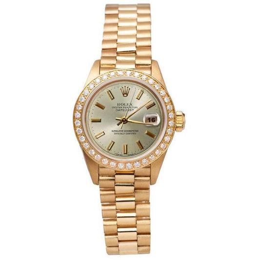 Rolex Datejust Präsidentenstil Uhr, elfenbeinfarbene Diamantlünette