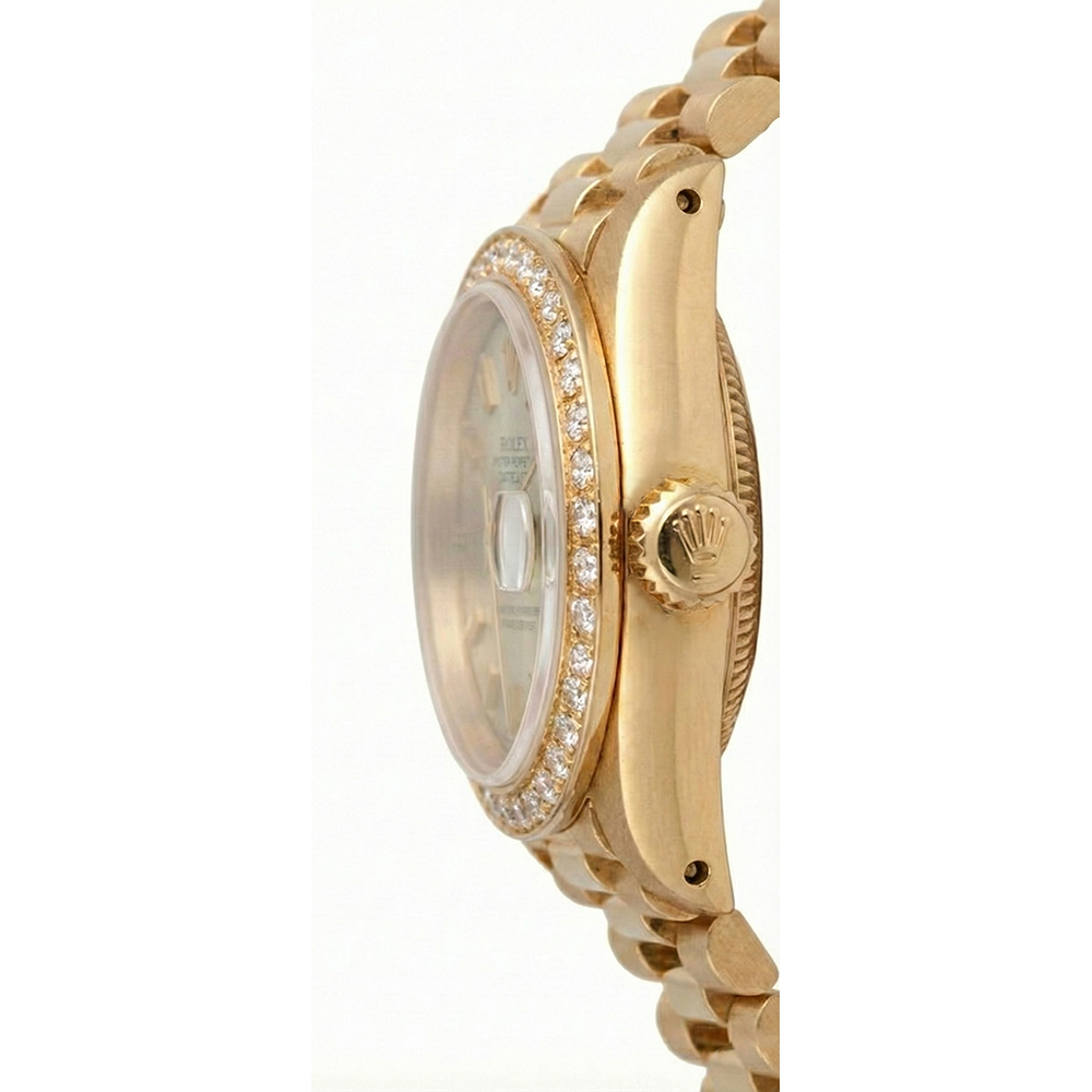 Rolex Datejust Präsidentenstil Uhr, elfenbeinfarbene Diamantlünette