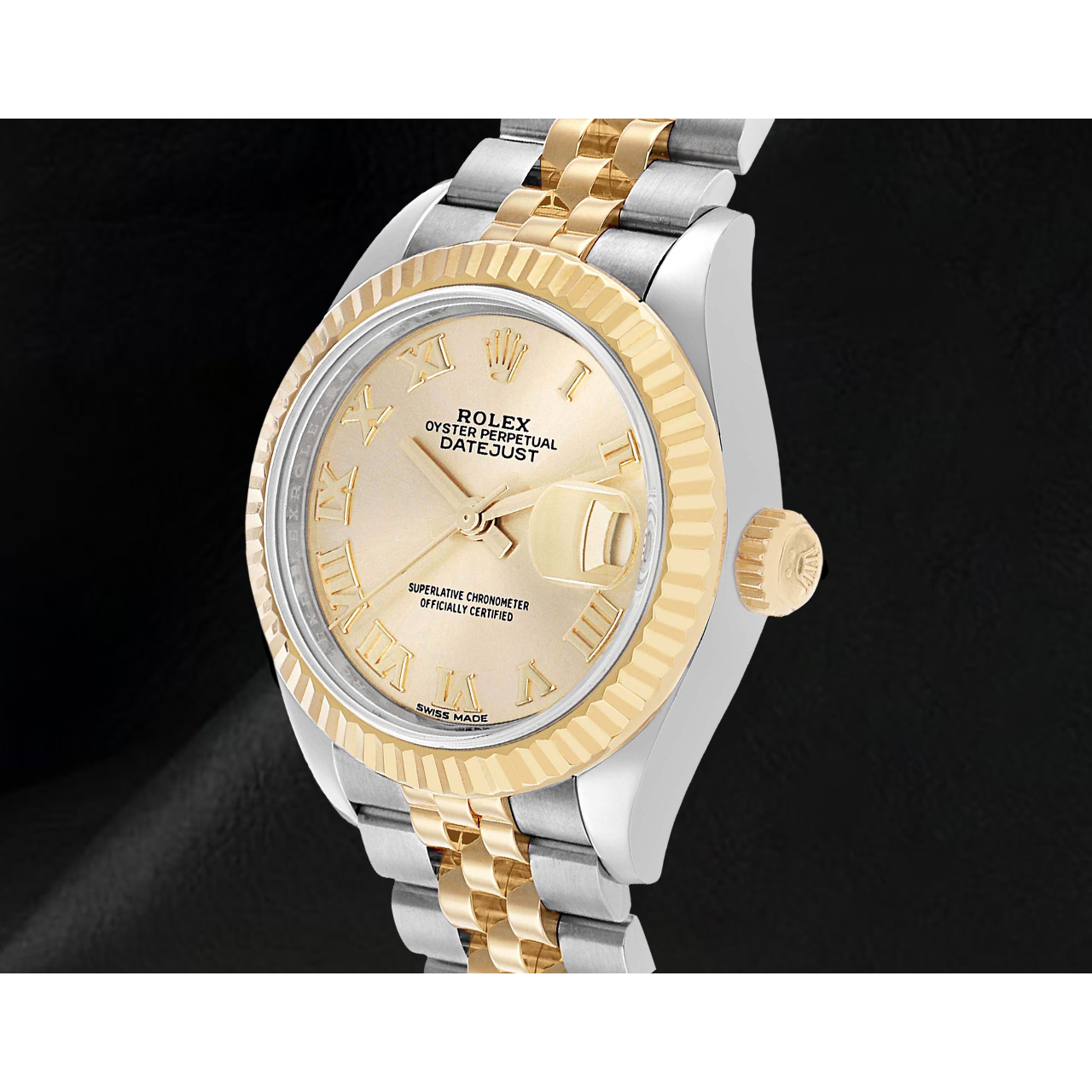 Rolex Datejust Damenuhr, 28 mm, Bicolor, mit römischem Zifferblatt, 279173