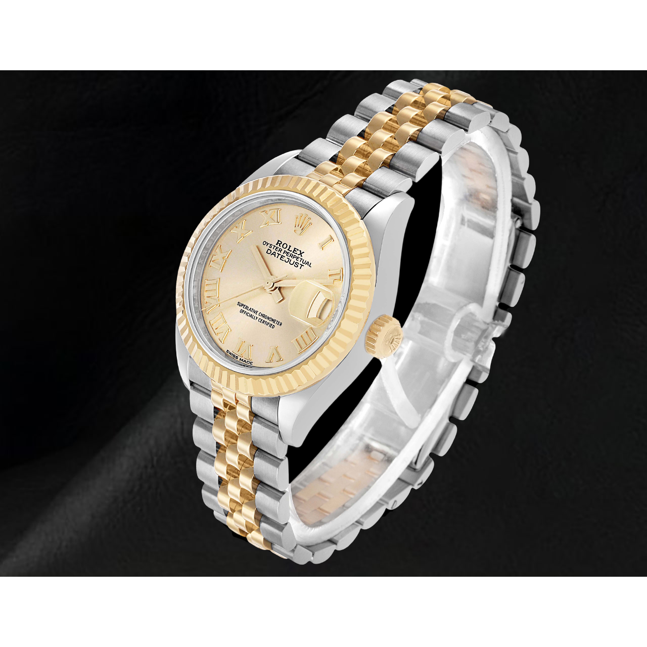 Rolex Datejust Damenuhr, 28 mm, Bicolor, mit römischem Zifferblatt, 279173