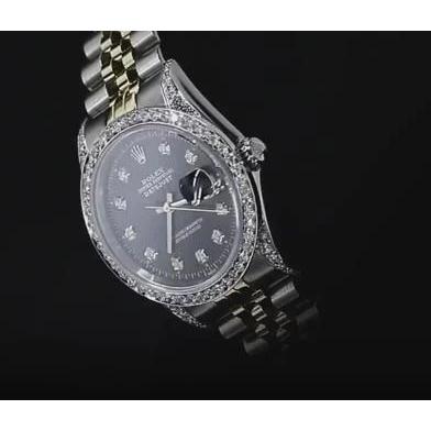 schwarzes Zifferblatt, Edelstahl-Armband Rolex