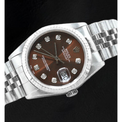 Rolex Datejust Schokoladen-Diamant-Zifferblatt aus Edelstahl