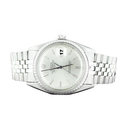 Rolex Datejust Silber Stick Zifferblatt Lünette Herrenuhr Edelstahl
