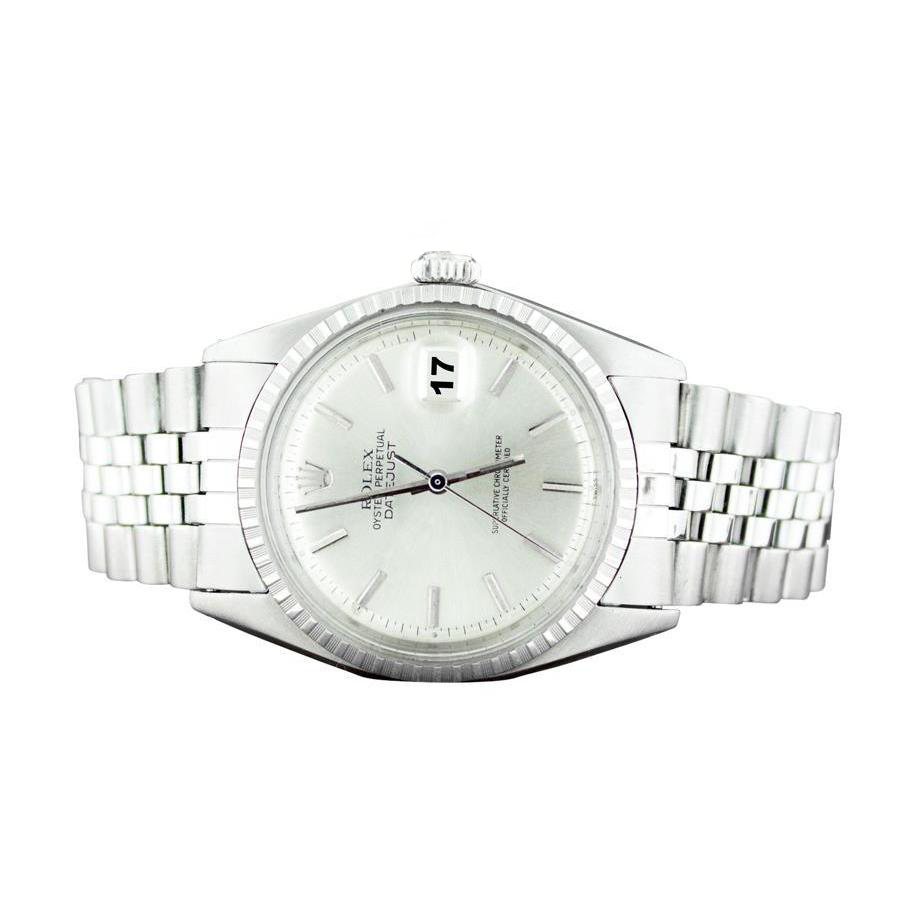 Rolex Datejust Silber Stick Zifferblatt Lünette Herrenuhr Edelstahl