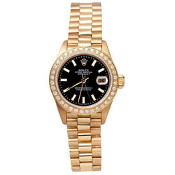 Rolex Datejust Stick Zifferblatt Damenuhr im Präsidentenstil mit Diamantlünette