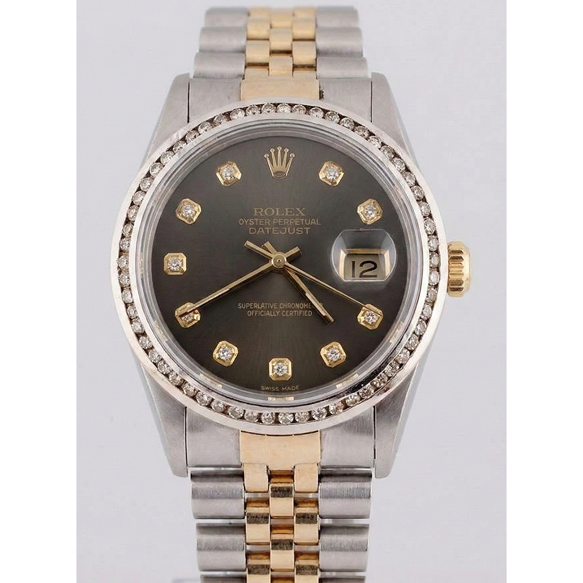 Rolex Datejust Uhr Zweifarbig Herren Kanallünette Diamant
