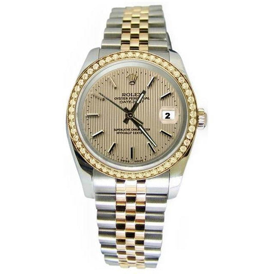 Rolex Datejust Uhr mit Gobelin-Zifferblatt aus massivem Gold und Stahl, Jubilee QUICK SET