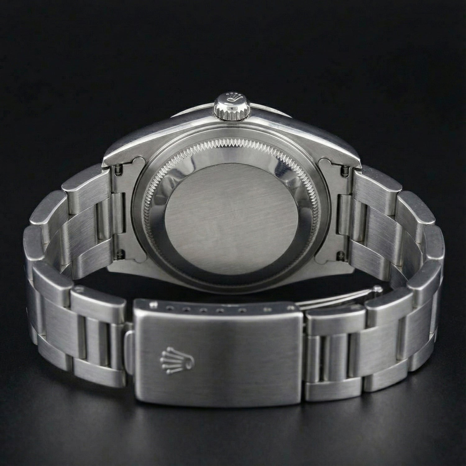 Rolex Datejust Uhr, römisches Zifferblatt, glatte Lünette, Edelstahl, mittelgroße Größe