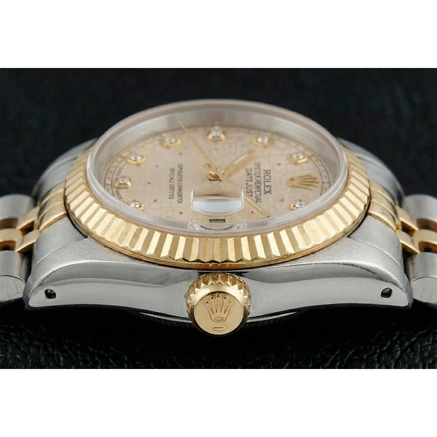 Rolex Datejust Uhr, zweifarbiges Diamant-Zifferblatt, Jubilee-Stil, Elfenbeinfarben