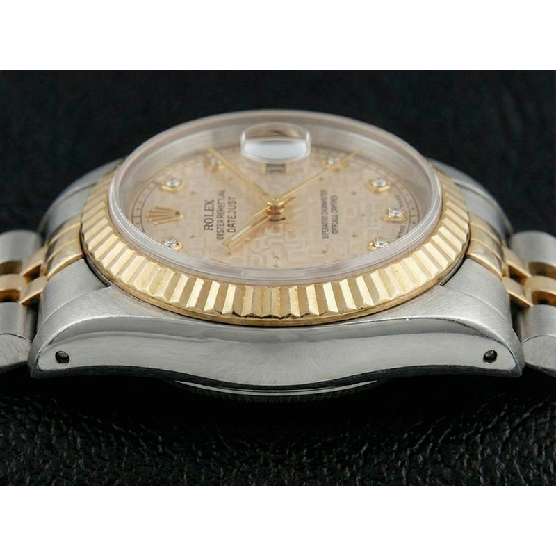 Rolex Datejust Uhr, zweifarbiges Diamant-Zifferblatt, Jubilee-Stil, Elfenbeinfarben