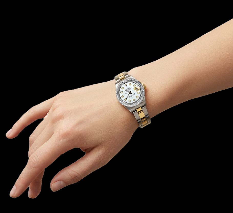 Rolex Datejust Zweifarbig Damenuhr mit Diamantlünette P3