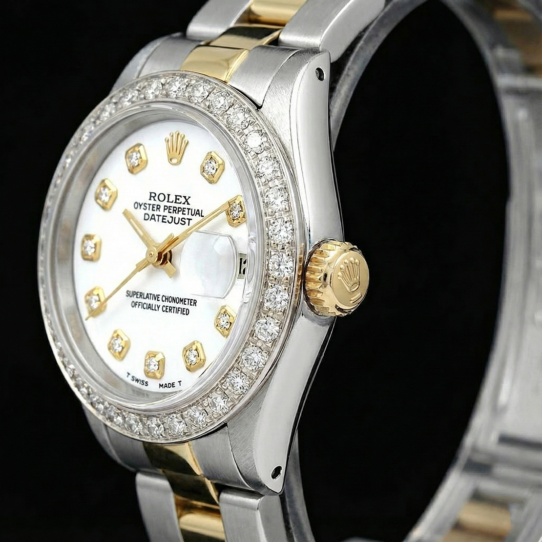 Rolex Datejust Zweifarbig Damenuhr mit Diamantlünette