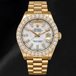 Rolex Day-Date 18038 36 mm Weißes Perlmutt Diamantzifferblatt 18 Karat Gelbgold Uhr