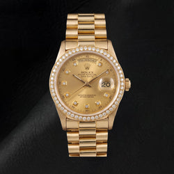Rolex Day-Date 1803 36 mm Champagner-Diamantzifferblatt 18 Karat Gelbgold Uhr