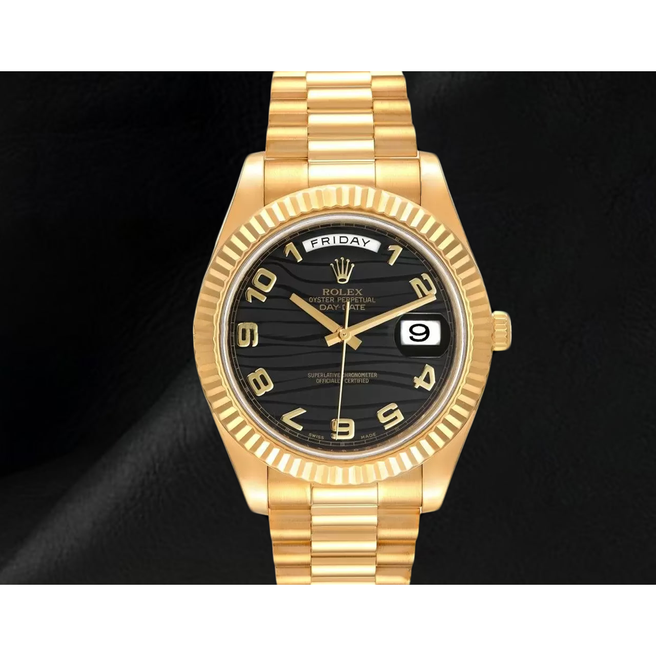 Rolex Day-Date II 41 mm Herrenuhr, bombiert Lünette, Gelbgold