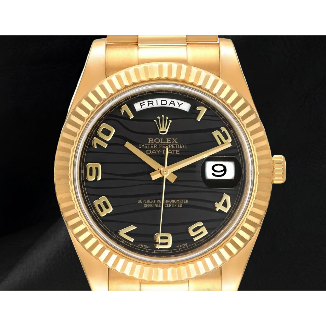 Rolex Day-Date II 41 mm Herrenuhr, bombiert Lünette, Gelbgold
