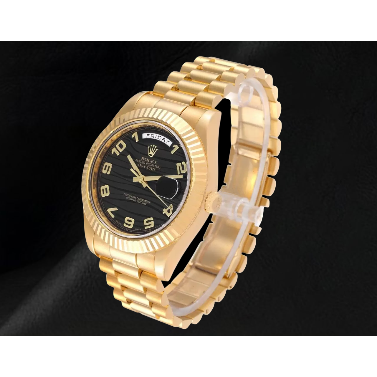 Rolex Day-Date II 41 mm Herrenuhr, bombiert Lünette, Gelbgold