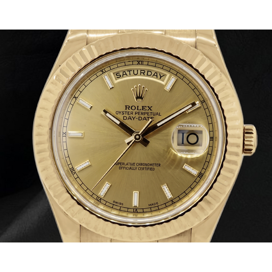 Rolex Day-Date II Herrenuhr 41 mm Gelbgold mit Champagnerfarbenem Zifferblatt