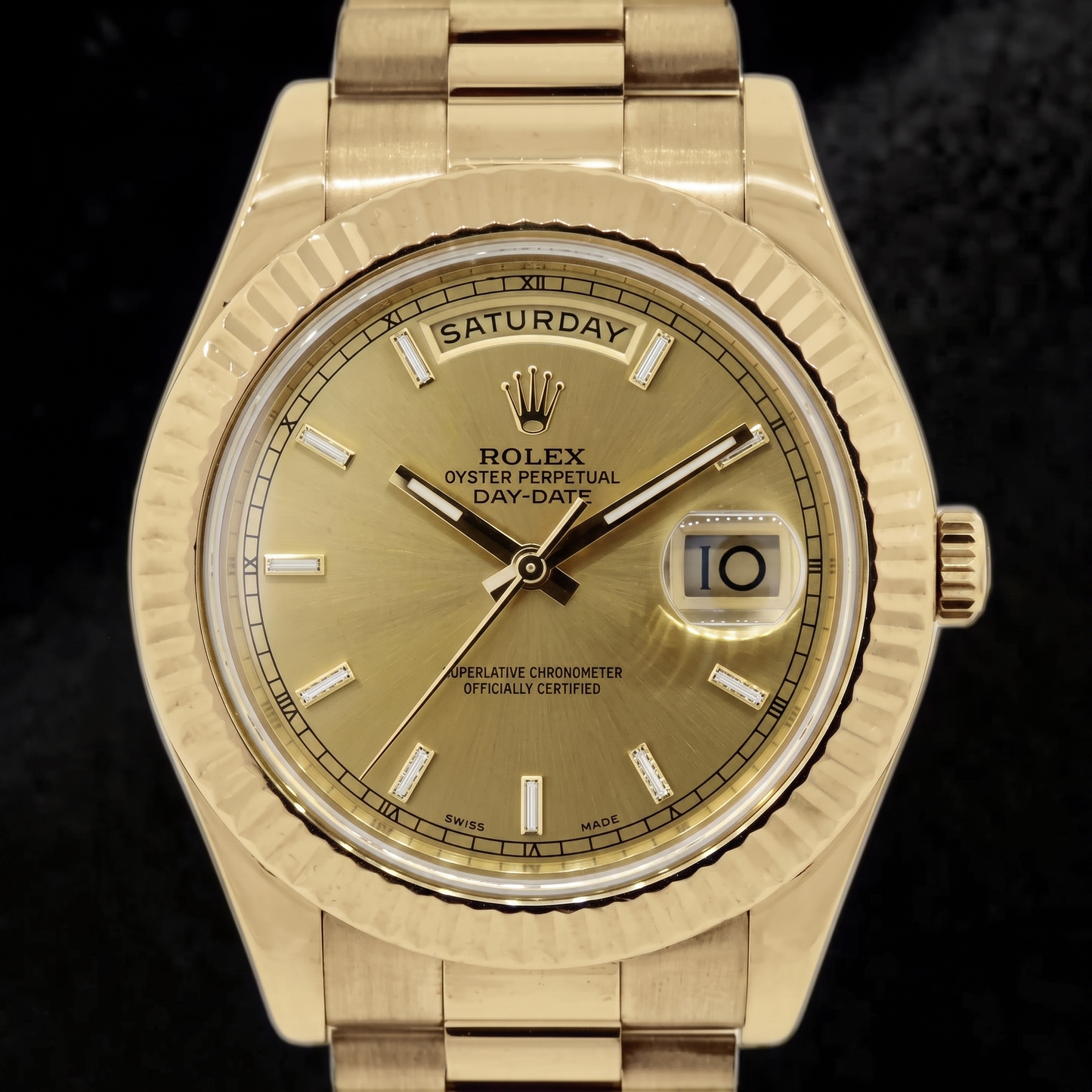 Rolex Day-Date II Herrenuhr 41 mm Gelbgold mit Champagnerfarbenem Zifferblatt