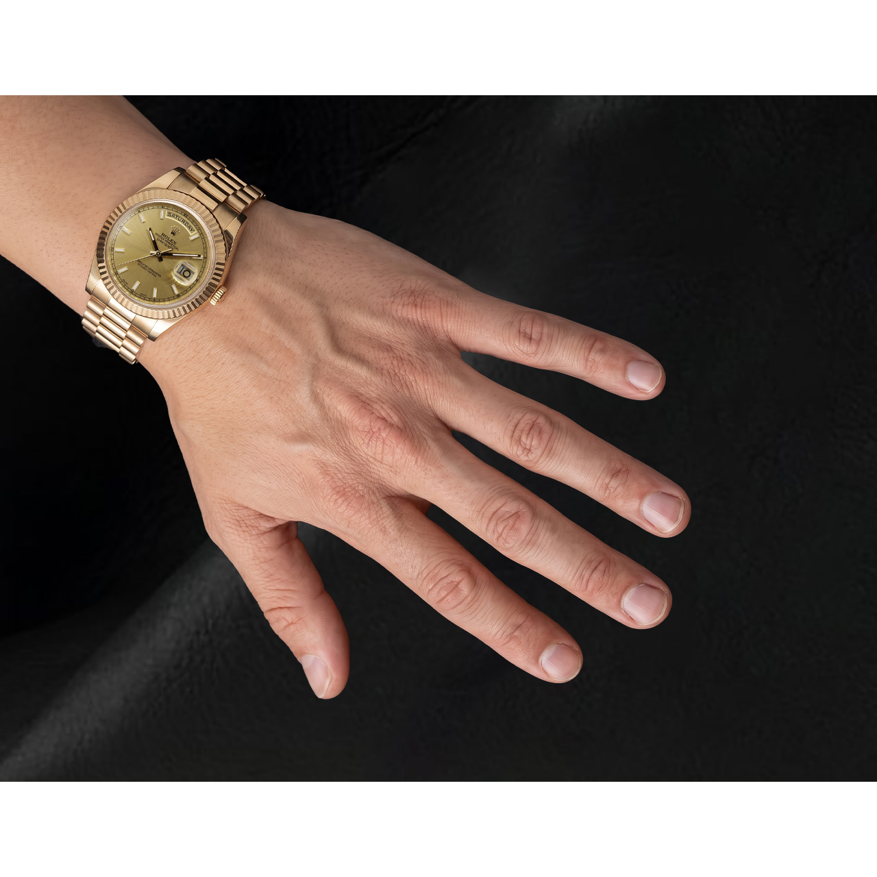 Rolex Day-Date II Herrenuhr 41 mm Gelbgold mit Champagnerfarbenem Zifferblatt