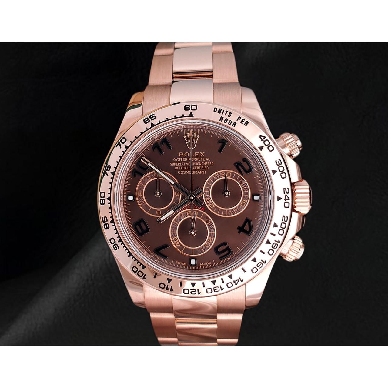 Rolex Daytona Cosmograph 18 Karat Roségold Uhr mit kaffeebraunem arabischem Zifferblatt