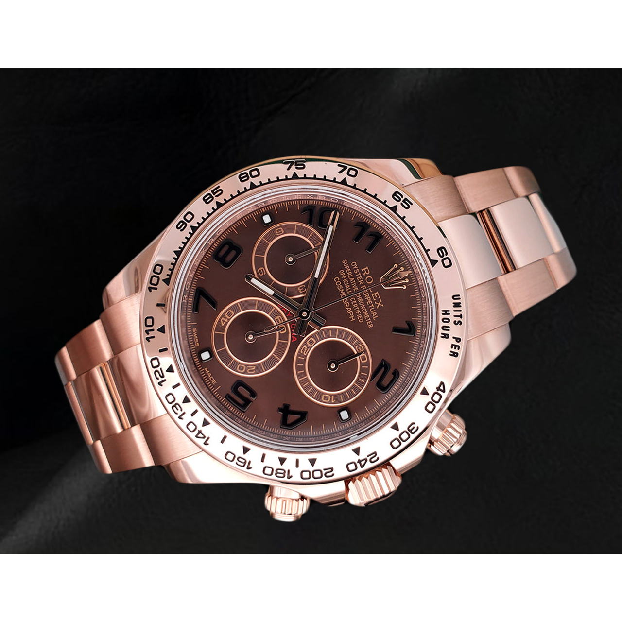 Rolex Daytona Cosmograph 18 Karat Roségold Uhr mit kaffeebraunem arabischem Zifferblatt