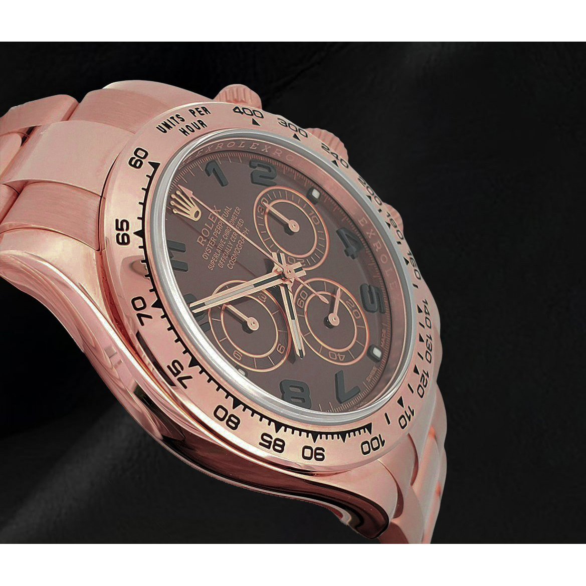 Rolex Daytona Cosmograph 18 Karat Roségold Uhr mit kaffeebraunem arabischem Zifferblatt