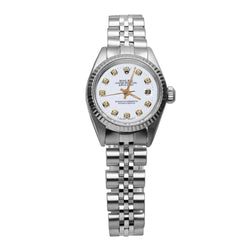 Rolex Ewig Datejust Damenuhr aus Edelstahl mit weißem Diamantzifferblatt
