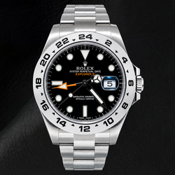 Rolex Explorer II 216570 42 mm Uhr aus Edelstahl mit schwarzem Leuchtzifferblatt