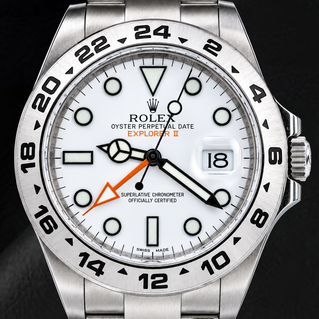 Rolex Explorer II 216570 42 mm Uhr aus Edelstahl mit polarweißem Zifferblatt