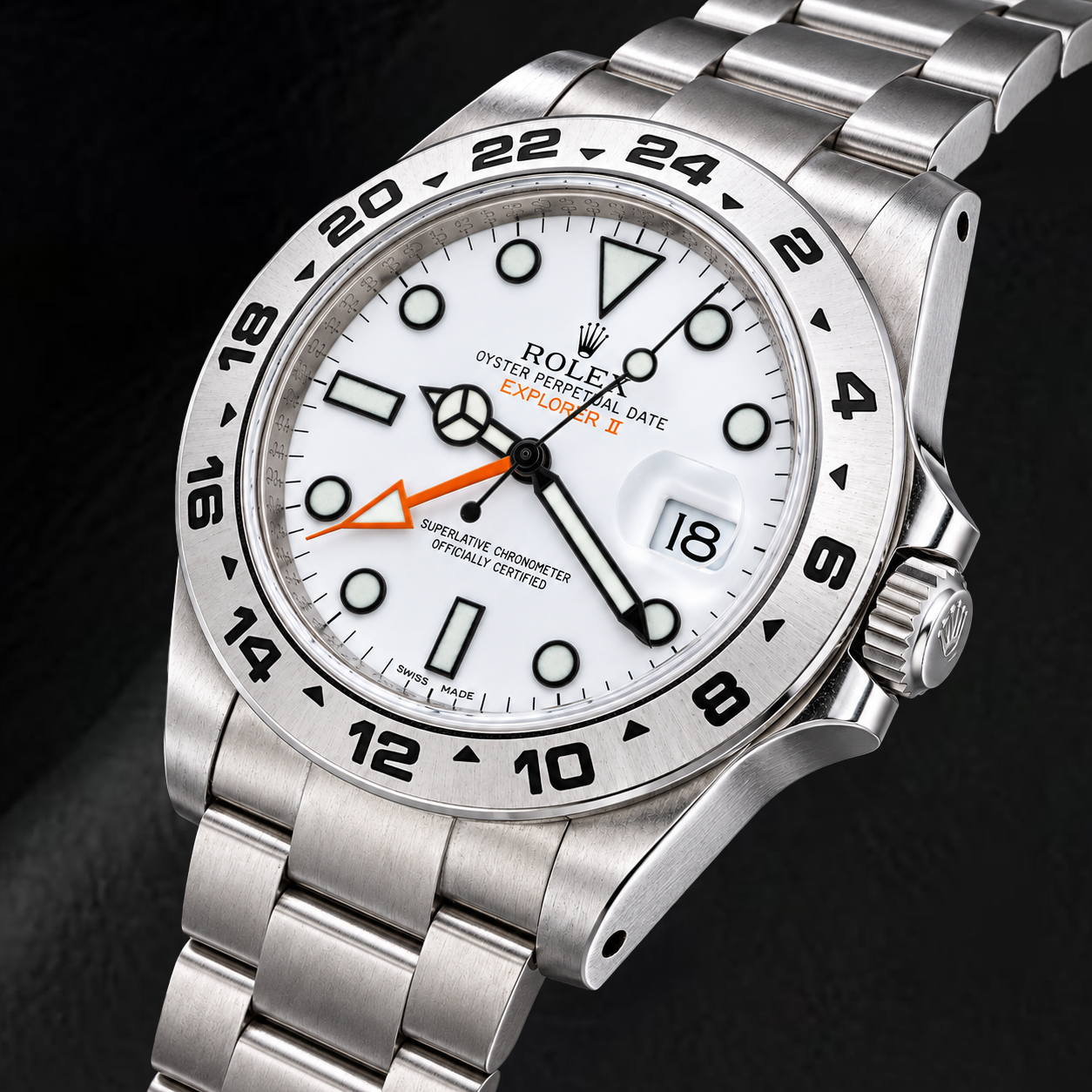 Rolex Explorer II 216570 42 mm Uhr aus Edelstahl mit polarweißem Zifferblatt