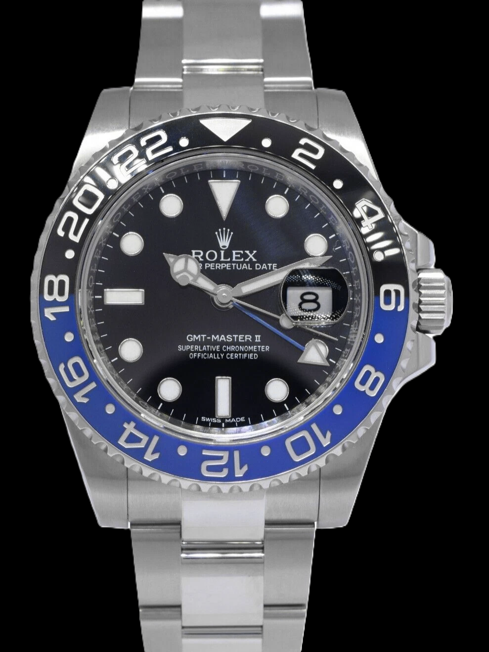 Rolex GMT-Master II 116710BLNR 40 mm Batman Uhr aus Edelstahl mit schwarzem Zifferblatt