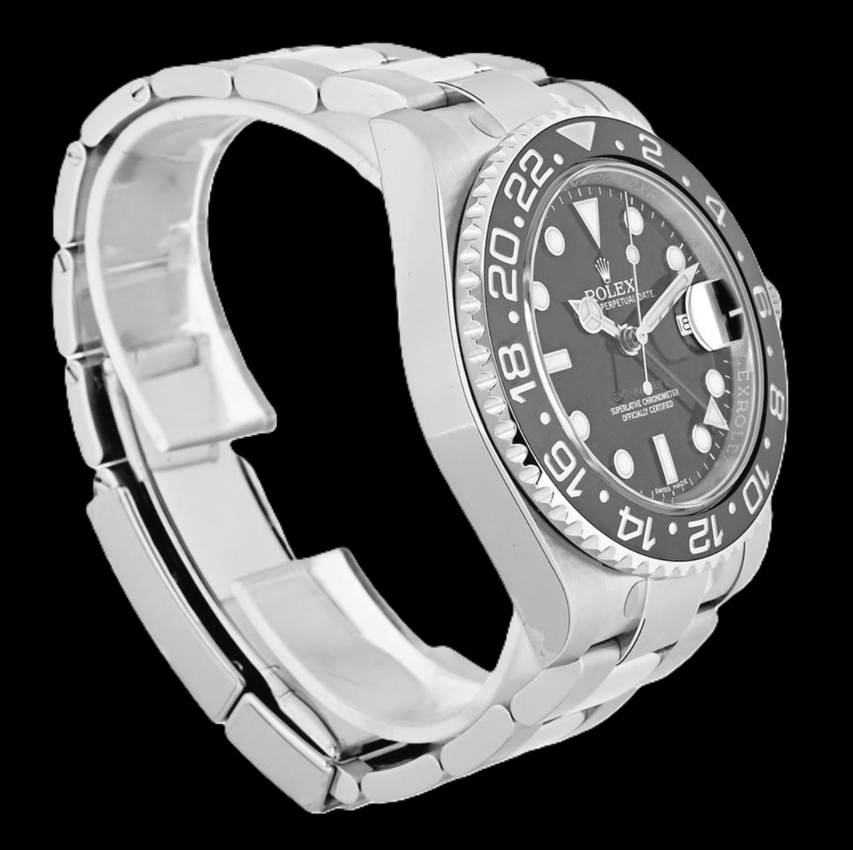 Rolex GMT-Master II 116710LN 40 mm Uhr aus Edelstahl mit schwarzem Zifferblatt