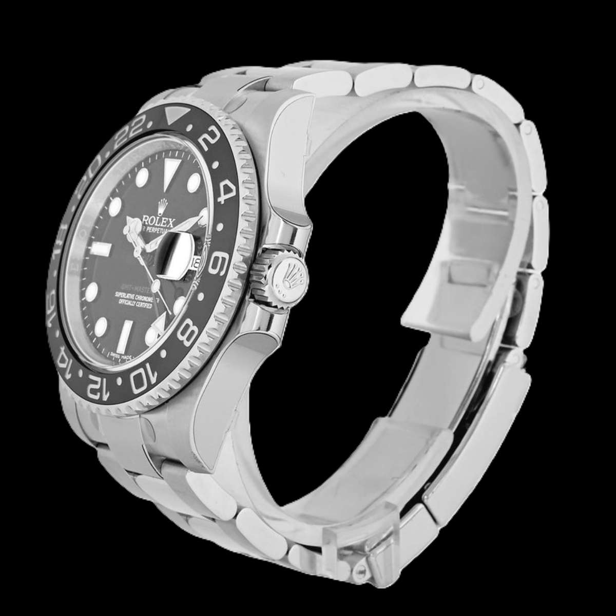 Rolex GMT-Master II 116710LN 40 mm Uhr aus Edelstahl mit schwarzem Zifferblatt