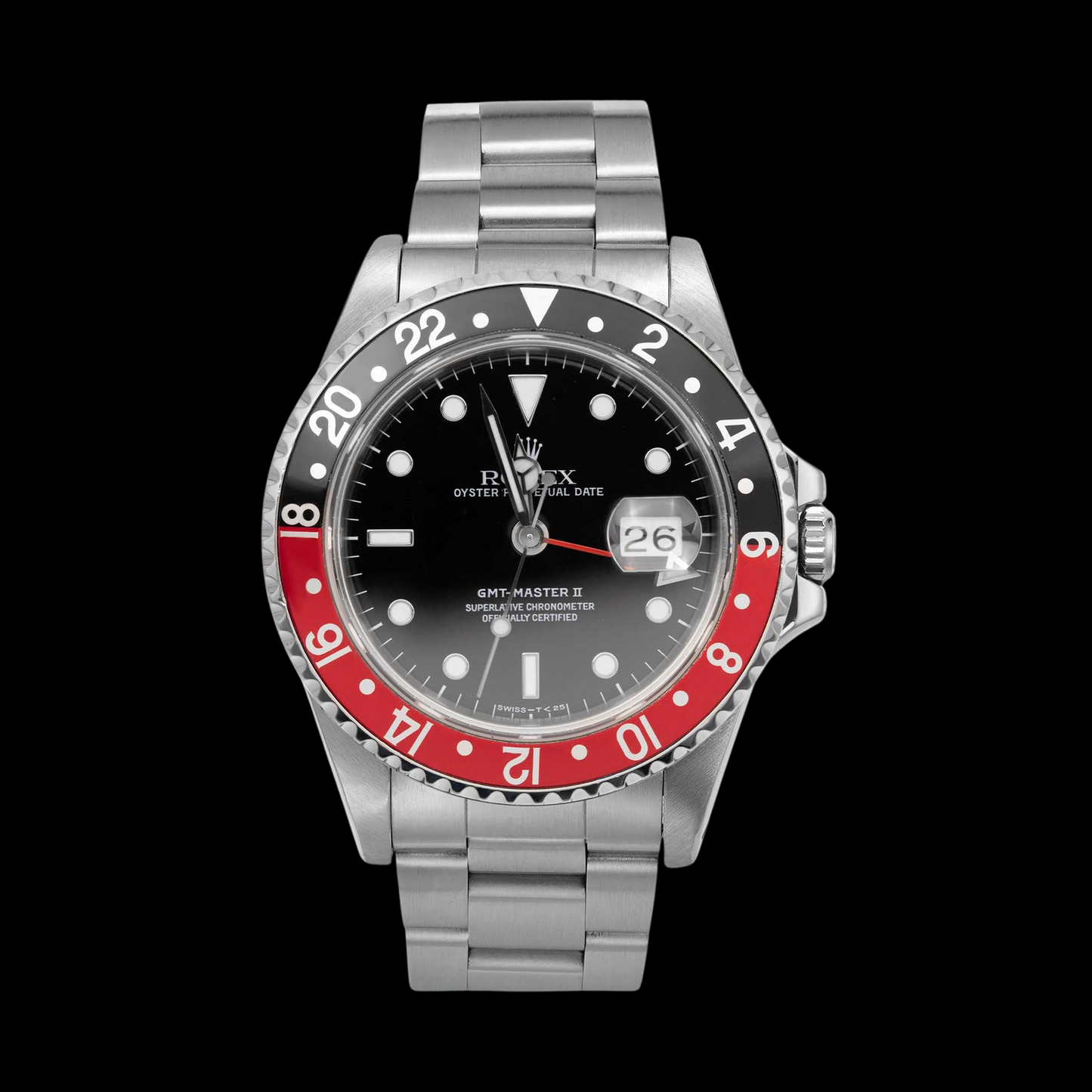 Rolex GMT-Master II 16710 40 mm Edelstahl-Armbanduhr mit schwarzem Leuchtzifferblatt