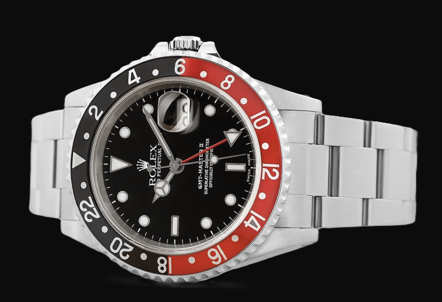 Rolex GMT-Master II 16710 40 mm Edelstahl-Armbanduhr mit schwarzem Leuchtzifferblatt