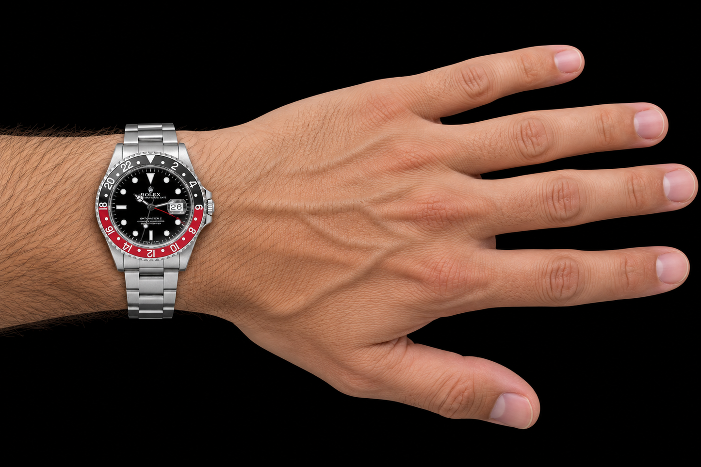 Rolex GMT-Master II 16710 40 mm Edelstahl-Armbanduhr mit schwarzem Leuchtzifferblatt